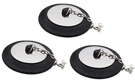 TOPBATHY Tapón De Bañera De Goma con Cadena Larga, 5 Cm, Resistente Baño y Cocina, Accesorio Práctico para Desagüe, Paquete De 3 Unidades