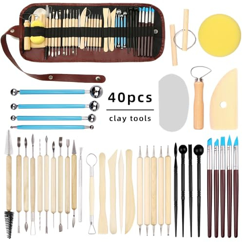 LINPHCEY 40-Piece Clay Sculpting Tools Set Perfect for Polymer Air Dry Modeling Clay Beginners & Professionals Ideal for DIY Pottery & Ceramics Tools for Clay Sculpey Sculpting & Crafting