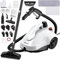 The KROQO Multi-Purpose Steam Cleaner comes with 23 accessories for removing wallpaper, floors, carpets, sofas, upholstered furniture, cars, tiles, upholstery, bathrooms and more.(White)