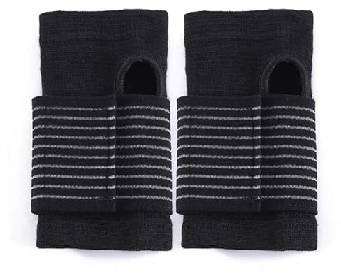 Atan Wrist Brace Support (2 Pack) | Adjustable Elastic Wrist Wrap for Pain Relief | Sports & Gym | Tendonitis | Carpal Tunnel | Arthritis | Free Size | Black or Grey | Right & Left Hand Use (Black)