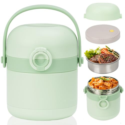 profiwoab Thermobehälter für Essen 1.2L warmhaltebehälter essen –auslaufsicherer thermoschüssel– Edelstahl thermo lunchbox für suppe Porridge Brei Speisen