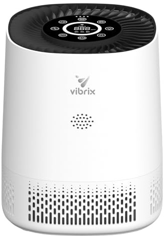 Vibrix PureFlow15 Luftreiniger für Allergiker, 6-stufiges mit HEPA H13 & Aktivkohle, entfernt 99,95% Staub, Pollen & Tierhaare, CADR 100 m³/h, leise 25–50 dB, Schlafmodus, App & WLAN, USB-C, CE