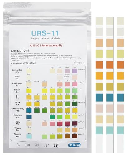 SEESUNO Urine Test Strips 150ct | 11 Parameter Urinalysis Reagent Strips for UTI, Glucose, Ketones, Kidney & Liver Health | Fast, Accurate Home Testing Dipsticks