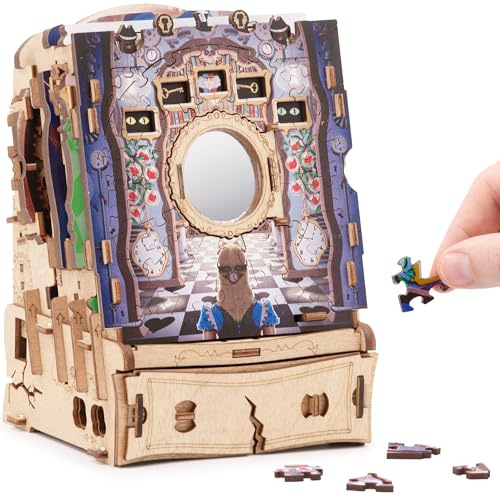 iDventure Cluepuzzle Wonderbox of Alice, pusselbox för vuxna och familjer | Alice i Underlandet 3D-pussel i trä, pussel möter Escape Room-spel, present till pusselälskare, familjevänlig, 10+