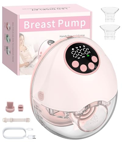 eSynic 1PACK Hand Free Wearable Breast Pump with 19/21/24mm BPA Free Flange | Silent 4 Modes 12 Levels, Auto Shutoff,Leak-Proof Wireless Electrical Breast Pump,Clean Easily, LED Display for Travel Office