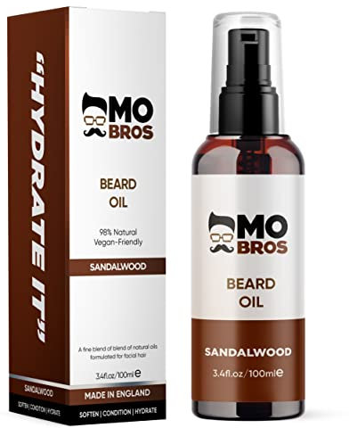 Beard Oil | Sandalwood | Large 100ml | Softens, Hydrate & Conditions Facial Hair | Promotes Growth, Reduces Dryness & Itching | Natural Premium Ingredients Argan, Jojoba, Sweet Almond & Grapeseed Oil