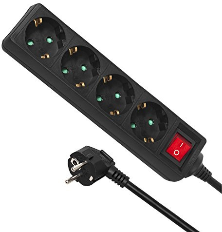 Maclean MCE196G 4-Fach Steckdosenleiste 3m mit Schalter Mehrfach Steckdosen Stecker Leiste Kinderschutz Schuko 3500W