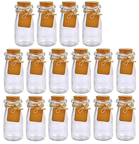 Brajttt 30Pcs Glass Favor Jar With Cork Lids，100 ML 3.4oz Potion Bottles,Small Apothecary Jars,Multifunctional,for Party Wedding Favors Halloween,Great Decoration