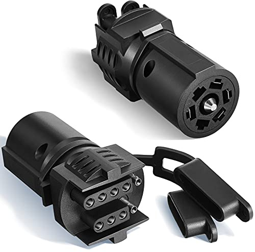 Frienda 2 Pack 7 Pin to 4 Pin Trailer Plug Adapter, 7 Way to 5 Way Trailer Light Adapter, Weatherproof, for Car Rv Truck Tow Hitch Boat, 2-in-1 Design
