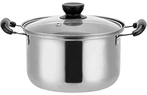 Stainless Steel Soup Pot 16Cm with Glass Lid Heat-Proof Handles for Boiling Milk Cooking Noodles and Soup Ideal for Small Portions