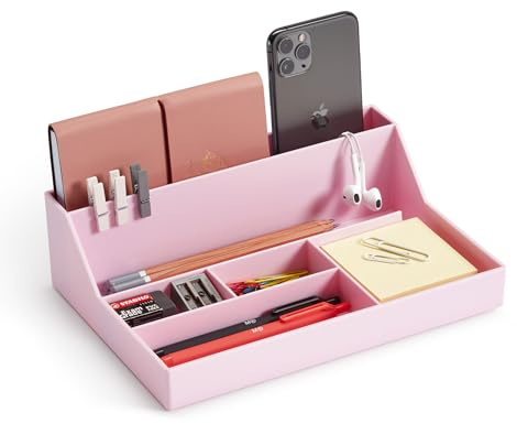 Miquelrius - Schreibtisch-Organizer-Tablett, Schreibtisch-Organizer mit großer kapazität, Größe 250 x 175 x 72 mm, Kompaktes und widerstandsfähiges design, Ideal für büro und dokumente, Pink