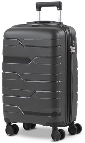 ITACA - Koffer & Trolleys, Handgepäck Koffer, Reisekoffer, Trolley mit Rollen - leicht, robust und ideal für Reisen, Urlaub und Business-Trips. Mit TSA-Schloss, Dunkelgrau