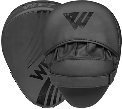 WFX Boxpolster Fokus-Pratzen Haken und Stoß Boxsack Zieltraining Gebogenes Schlagschild Hand Muay Thai Polster MMA Kampfsport Handschuhe Mattschwarz
