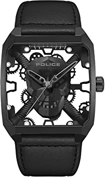 Police Herren Analog Quarz Uhr mit Leder Armband PEWJA2227202