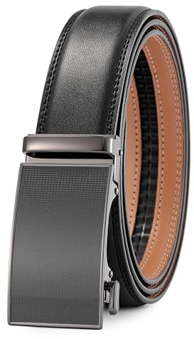 guvoosm Gürtel Herren,Leder Automatik Gürtel Für Herren Business Anzug -3,5cm Breite-88-155-Black 251