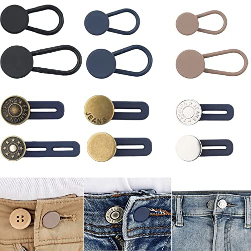 12 Pcs Button Extender for Trousers, Waist Extenders for Mens Trousers, Jeans Waist Button Extender, Pants Waist Extender Adjustable,Set Jeans Waist Extenders for Women Men