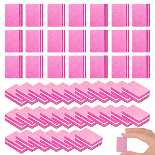 Lima de uñas, mini limas 100/180, bloques de lijado lavables y reutilizables, herramienta de manicura, para uñas de gel y acrílicas (50 piezas, rosa