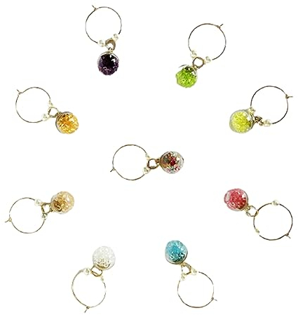 USTNIR Segnabicchieri Marcatori di Ciondoli per Bicchieri di Vino, 18Pcs Colorato Decorare Segna Bicchieri Calici Charms Per Bicchieri di Vino, Decorazioni per Feste Degustazione di Vini