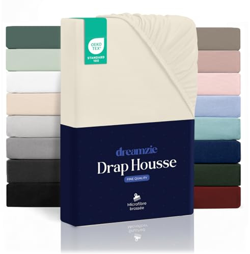 Dreamzie Sabanas 135 x 190 – Bonete 35 cm – Microfibra Suave – para Colchones Gruesos – Certificado Oeko-Tex – Beige