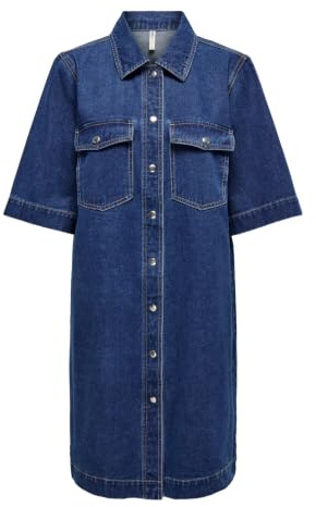 ONLY Dam jeansklänning ONLBELLE kort klänning, Mörkblå denim, XL