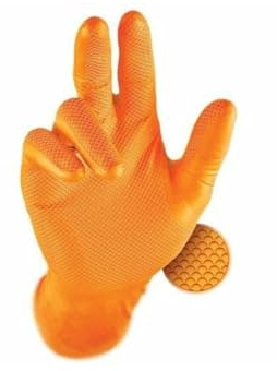 PDL - Pegdev - 250 x Premium Orange Nitrile Gloves - Powder-Free, Disposable, Latex-Free Glove for Tattoo Artists, and Mechanics, Ambidextrous, Textured Grip Size (Large) - 125 pairs