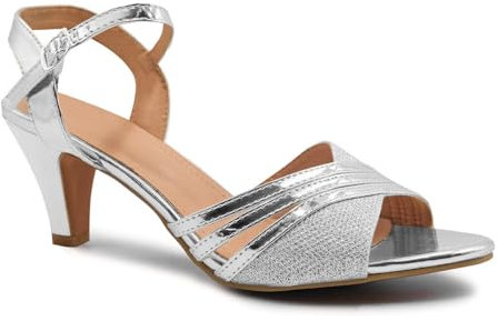 Fashion Thirsty Womens Ladies Low Heel Bridal Wedding Shoes Prom Evening Party Occasion Heeled Open Toe Strappy Bridesmaid Dress Wide Fit Sandals Size