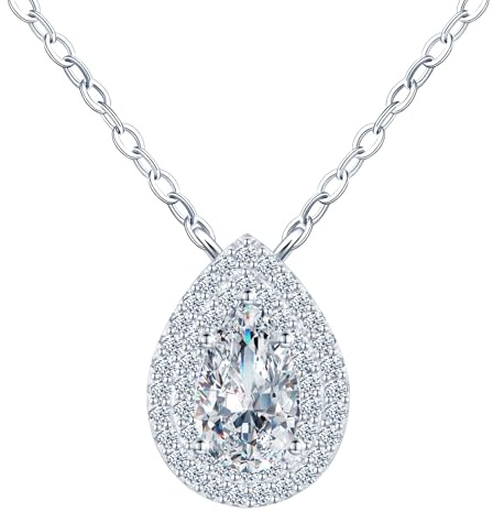 INFINIONLY Collana ciondolo a goccia di diamanti da donna: collane in argento 925 con 1 carati di moissanite - diamanti a goccia colore D chiarezza VVS1 certificato GRA - gioielli da sposa da feste