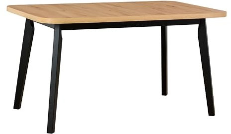 LeafDesign Ausziehbarer Esstisch- Oval- Esszimmertisch- Küchentisch-Hölzerne Beine in Schwarz - Tischplatte in Artisan- Moderner Stil- Für 6-8 Personen, 80x 140-180