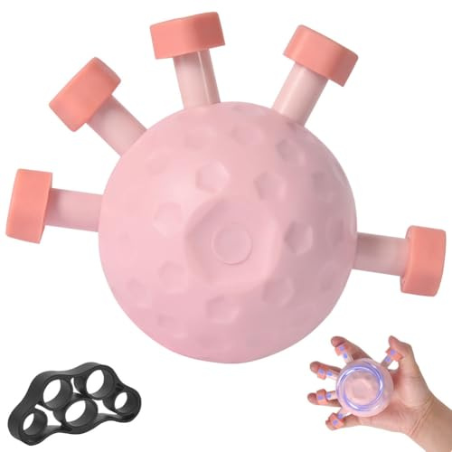HOTUT Fingergreppsförstärkare, ny greppförstärkare med fingersträckare, träningsboll fingerhandled, underarmsförstärkare, grepptränare, handtränare för musiker, idrottare, boxare, rosa