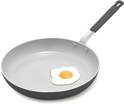 GreenPan x Bobby Flay 12 Nonstick Frying Pan Skillet, PFAS-Free Diamond Ceramic, Induction Suitable, Stay-Cool Silicone Handle, Easy Clean Dishwasher & Oven Safe, Egg & Omelet Pan, Graphite