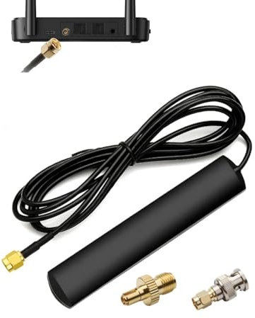 GSM 4G LTE WIFI Antenna 5dBi SMA Male Connector with 2 Adappters Gain Omnidirectional DAB Car Aerial Adhesive Mount Hidden Patch Antenna for 2G 3G 4G Router Wifi DAB Car Vehicle Radio