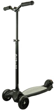 Micro Kickboard Reloaded Three-Wheel Scooter for Big Kids, Teens, & Adults – Lean-to-Steer Carving Ride, Adjustable T-Bar, Wide Wheels, Up to 220 lb, Ages 13+ (Black)