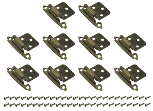 QUARKZMAN Bisagras Para Gabinete Cocina Inset, 30Pcs Bisagras Semiocultas Media Superposición 1/2 Hardware Para Gabinete Montaje Superficial Bisagras Autocerrantes Con Tornillos, Bronce