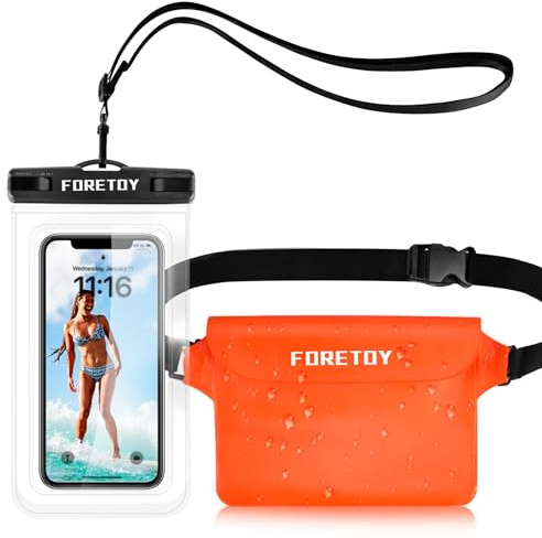 FORETOY Bolsa Impermeable y Funda Impermeable Móvil, Bolsa Estanca Universal IP68 para Deportes Acuatica, Playa, Natación, Canotaje, Kayak, Surf etc