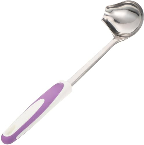 HOMSFOU Cucchiaio per Sugo in Acciaio Inossidabile con Manico Antiscivolo, Cucchiaio da Salsa per Cucina Domestica e Ristorante, Utensile da Portata per Condimenti e Salse