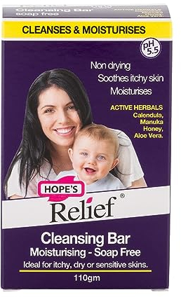 Hope's Relief, Natural Skincare Cleansing Bar Soap Free for Sensitive, Dry and Dehydrated Skin