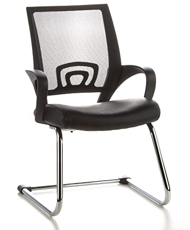 hjh OFFICE 650400 Freischwinger Visto NET V Kunstleder Schwarz Besucherstuhl Schwingstuhl mit Netzrücken