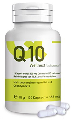 Wellnest Coenzym Q10 Kapseln 1er Pack (120 Stück á 100 mg) – reines Ubichinon aus Bio-Fermentation, vegan, naturrein, ohne Zusatzstoffe
