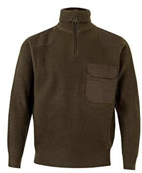 Velilla 101; Jersey punto grueso con cuello alto; color Verde Caza; Talla L