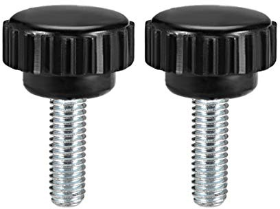 sourcing map 2pcs Knurled Clamping Knobs M6 x 15mm Metric Zinc Plated Carbon Steel Male Thread Thumb Screw on Type 26mm Plastic Round Head Threaded Hand Bolt Stud Knobs Black