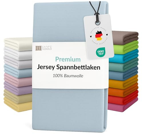 Carpe Sonno Elastisches Jersey Spannbettlaken 140x200cm Baumwolle bis 160x200cm [Made in EU] Absolut Bügelfrei - 15 cm bis 25 cm Steghöhe | Bettlaken 140x200 | Spannbettlaken 160x200 Baumwolle