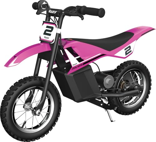 Rakhyvel barn elektrisk motorcykel – MX125 Dirt raket cykel för barn 7+ med 8 mph maxhastighet och 40 minuters körtid, upp till 5 mils räckvidd, 100 W åktur med 12 V 5 Ah batteri och 12 tum