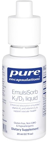 Pure Encapsulations EmulsiSorb K2/D3 Liquid | Enhanced-Absorption Emulsified Vitamin K2 and Vitamin D3 for Vascular Health Support | 0.7 Fl Oz