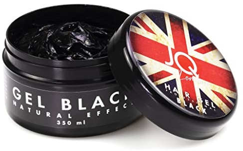JoyQube BLACK Gel Capilar Profesional para Hombre enmascara las canas, no mancha, fijación fuerte - para todo tipo de cabello - Perfumado, modelador, fabricado en Italia, FORMATO EXTRA 350ml