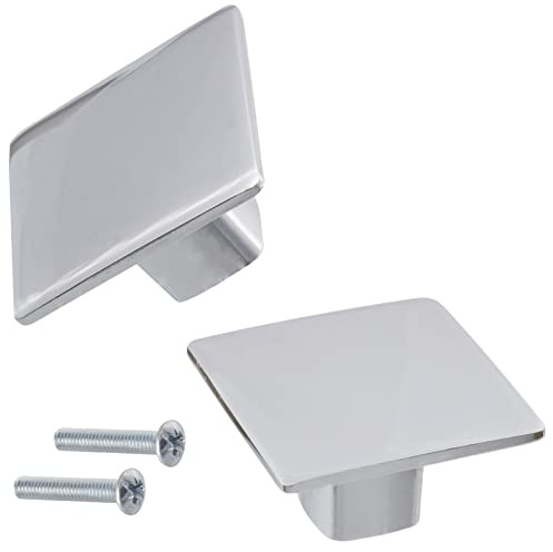 AERZETIX - C41441 - Juego de 2 pomos cuadrados para puerta de mueble 38x38x21mm - tirador botón armario alacena cajón decoración interior cocina salón - en metal - acabado cromo