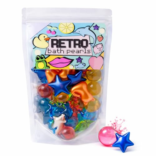 Retro Bath Pearls Jumbo Pack. 30 Assorted Bath Pearls, Various Shapes and Scents. Animals, Hearts, Stars, Pearls. Retro Gift 90s Nostalgia. Mother's Day, Gift for Mum. Bath Gift.
