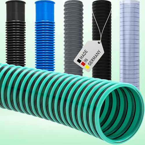 Manguera de aspiración, manguera en espiral, manguera de bomba, manguera de agua a presión, manguera para piscina - Fabricado en Alemania (75 mm (3) - 5 metros, manguera de aspiración - Verde)