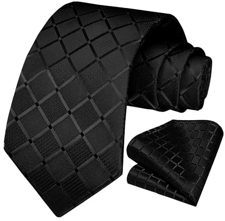 OcioDual Corbata Negra Hombre, Corbata y Pañuelo Traje Hombre, Corbatas Elegantes para Traje de Boda, Corbatas Bodas, Negocios, Celebraciones, Eventos, Fiestas, Gravatas Hommes