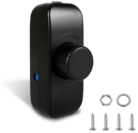 Aroidful 220-240VAC 50Hz Variateur de Lumiere LED, Variateur Rotatif, Interrupteur et Variateur d'intensité Convient à Luminaire à Gradation de 3 à 100 W, Noir