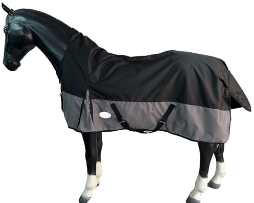 eQuitack Your Passion Is Our Mission Outdoor Winterdecke Turnout 100% Wasserdicht 600D 50G Fulling Highneck Multi Farbe Schwarz/Grau - 155cm